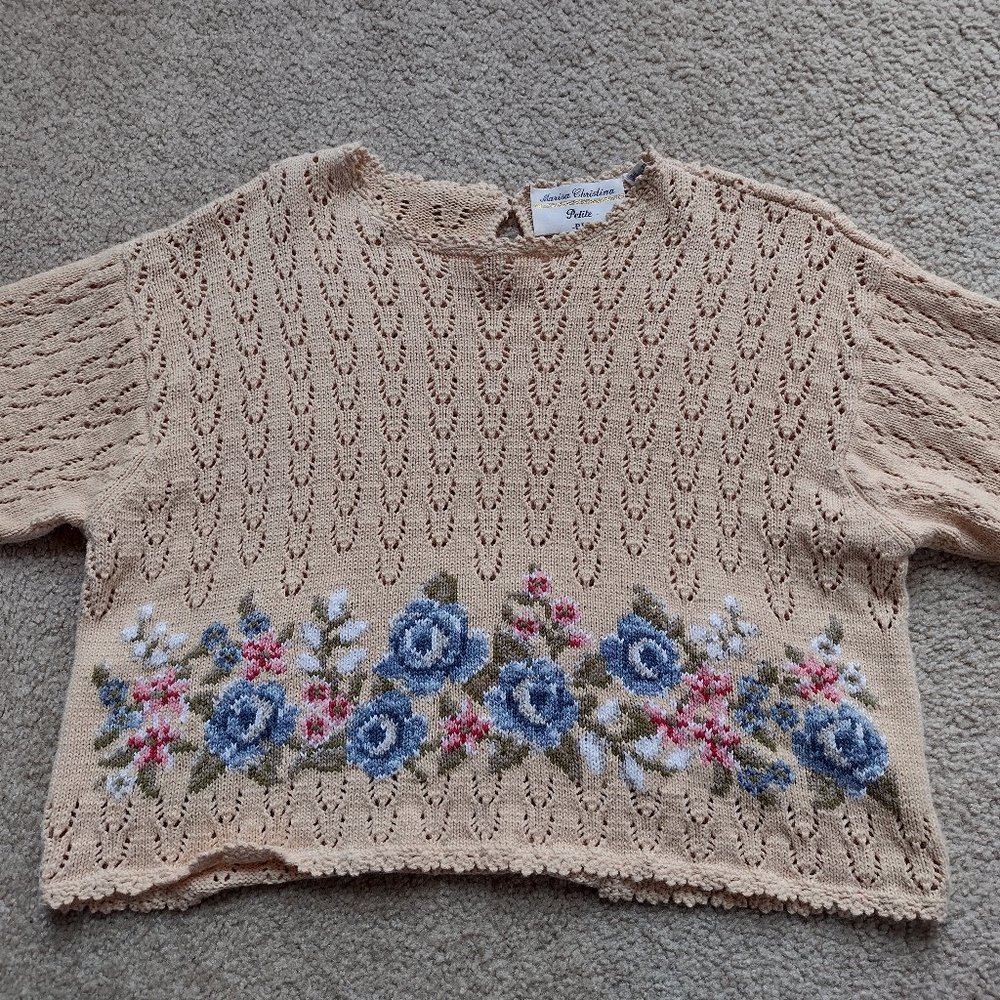 Knit Marisa Christina yellow floral sweater